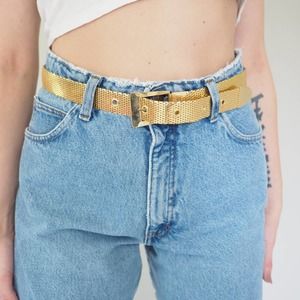 Vintage Gold Metal Belt | Women's Belt | Gold‎ Belt | Square Buckle | Size Med